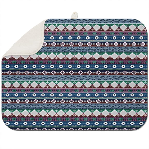 Bohemian Boho Kitchen Drying Mat - Super Absorbent Microfiber Dish Drying Pad with Boho Theme - Foldable Heat Resistant Countertop Mat for Dishes 18"x24"