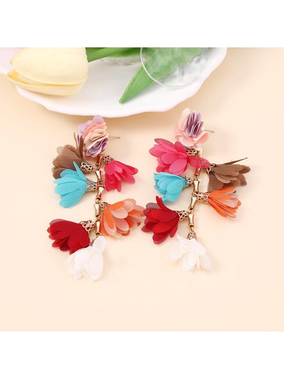 Bohemian Boho Long Flower Dangle Earrings for Women Jewelry Pendientes Mujer Moda Brincos