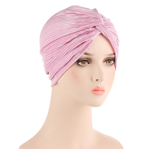 Bohemian Braid Ethnic Silver Turban Cap Cover Headwear Hair Hat Wrap Headdress Bandana Headband, Pink