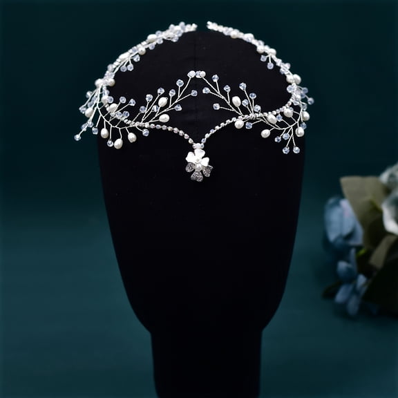 Bohemian Bridal Forehead Band for Women - Elegant Wedding Hair Accessory with Comb for Parties and Dances