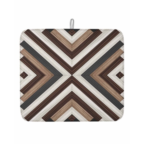 Bohemian Brown Beige Aztec Texture Dish Drying Mats for Kitchen Counter,Absorbent Microfiber Dish Drainer Rack Mat Western Native Tribal Drying Pad for Sinks,Utensils,Countertops,16x18in