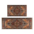 thumbnail image 1 of Bohemian Brown Ethnic Design Rug Kitchen Rugs and Mats Sets Of 2,Kitchen Decoration Rugs,Rubber Backing Non-Slip Floor Mat for Sink Washable Waterproof Laundry Room Runner Rugs, 1 of 7