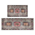 thumbnail image 1 of Bohemian Brown Ethnic Design Rug Kitchen Rugs and Mats Sets Of 2,Kitchen Decoration Rugs,Rubber Backing Non-Slip Floor Mat for Sink Washable Waterproof Laundry Room Runner Rugs, 1 of 7