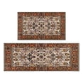 thumbnail image 1 of Bohemian Brown Ethnic Design Rug Kitchen Rugs and Mats Sets Of 2,Kitchen Decoration Rugs,Rubber Backing Non-Slip Floor Mat for Sink Washable Waterproof Laundry Room Runner Rugs, 1 of 7