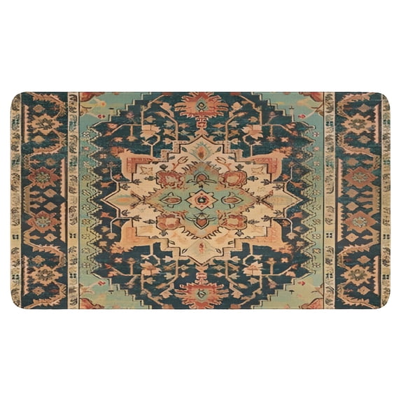 Bohemian Brown Ethnic Vintage Pattern Rug Welcome Door Mat Decorative Doormat Farmhouse Low-Profile Floor Rug Switch Mat for Home Indoor Outdoor Decorations 17 X 30 Inch