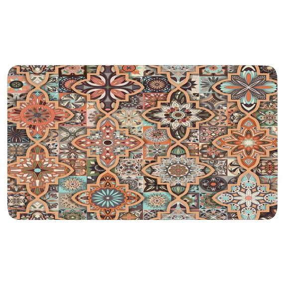 Bohemian Brown Geometry (2) Door Mat 30 X 17 Inch Welcome Doormat Indoor Outdoor Entrance Floor Mat Non Slip Spring Summer Decor Rubber Mats