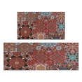 thumbnail image 1 of Bohemian Brown Geometry Rugs and Mats Non Skid Washable Absorbent Microfiber Soft Kitchen Mat for Floor Set Of 2 Decor Stain Resistant 17"x47"+17"x30", 1 of 7