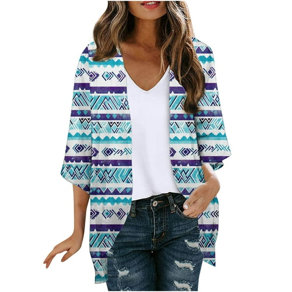 Bohemian Cardigan for Women 3/4 Length Sleeve Lightweight Summer Cardigan Light Womens Jacket Women's Cardigans