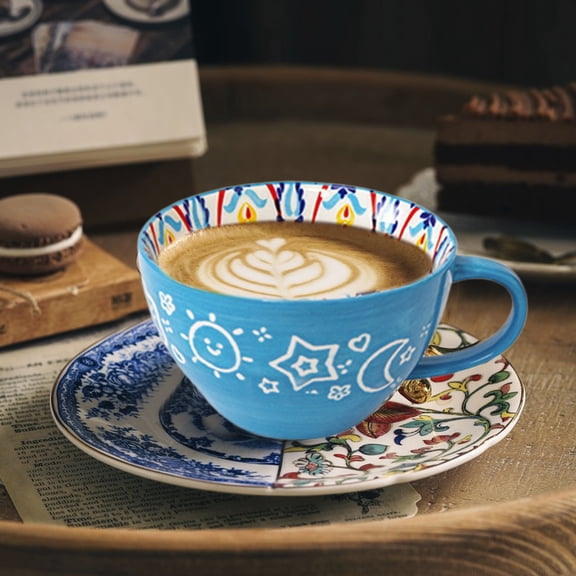 Bohemian Ceramic Mug Handmade Coffee Tea Cup with Unique Artisan Design for Home Office Kitchen Use, Durable Dishwasher Safe Gift for Men Women