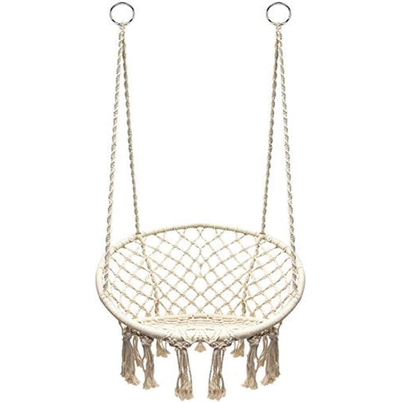 Bohemian Chic Macrame Dream-Catcher Tassel Rope Chair. Perfect for Indoor/Outdoor Home, Patio, Deck, Yard, Garden. 265LB Weight Capacity.$$Garden & Patio