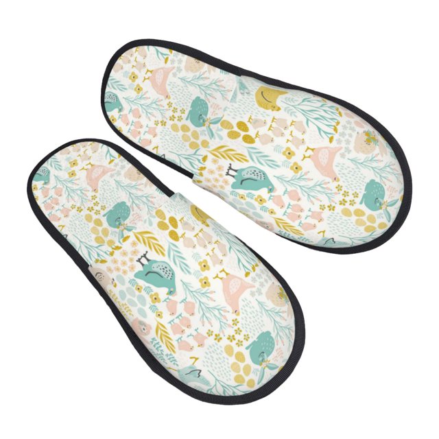 Bohemian Chicken Rabbit Flower House Slippers for Women Indoor, Fuzzy