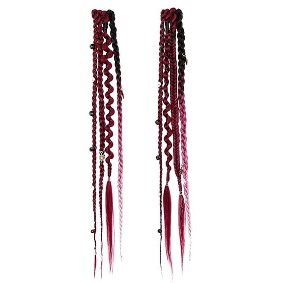 Bohemian Clip-In Braid, 16 Inch Beaded Plastic Hair Extension for Holiday and Daily Styling, Style B