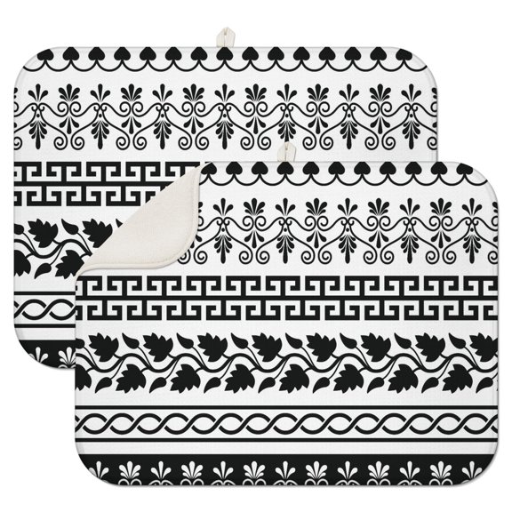 Bohemian Coffee Mat Artistic Microfiber Rack Pad Reversible Spill Mat Vintage Drying Draining Pad for Bar Table Kitchen Countertop