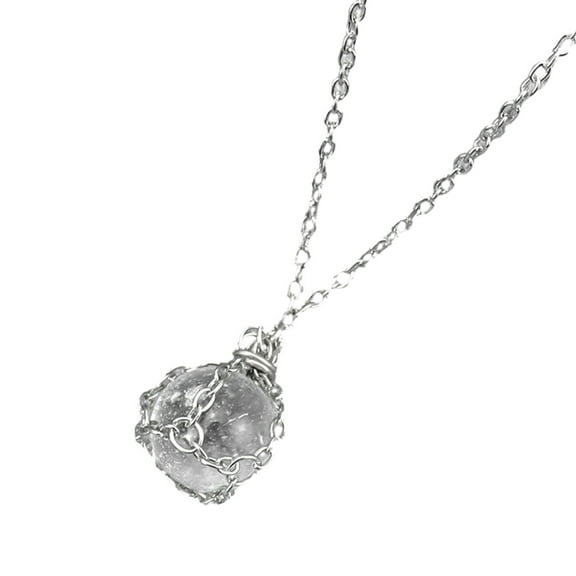 Bohemian Collarbone Chain Adjustable Length Mesh Pocket Pendant Neckchain Crystal Stone Holder Necklace Accessory