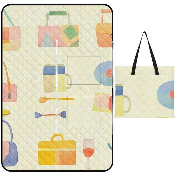 Bohemian Color Waterproof Picnic Blanket with Foldable Zipper, Suitable for Outdoor Use, Suitable for Travel, Camping, Beaches, Parks, Grasslands, Picnic Blanket Accessories