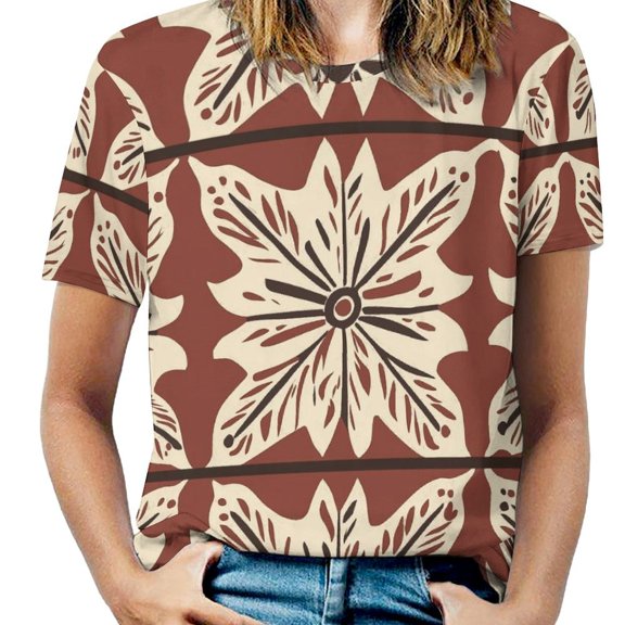 Bohemian Color Womens Casual Crew Neck Short Sleeve Pleated Tops Blouses Fashion Clothes 2025