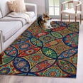 thumbnail image 1 of Bohemian Colorful Floral Area Rugs 3x5 ft Boho Tribal Ethnic Abstract Geometric Flower Washable Rug Non Slip Indoor Carpet Absorbent Floor Mat for Living Room Bedroom Dining Room, 1 of 9