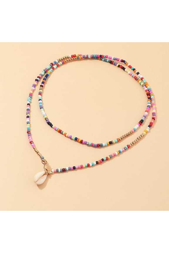 Bohemian Colorful Rice Bead Lightweight Choker Pendant Necklace Fashion Jewelry