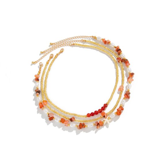 Bohemian Colorful Stone Beaded Adjustable Stackable Clavicle Necklace For Women