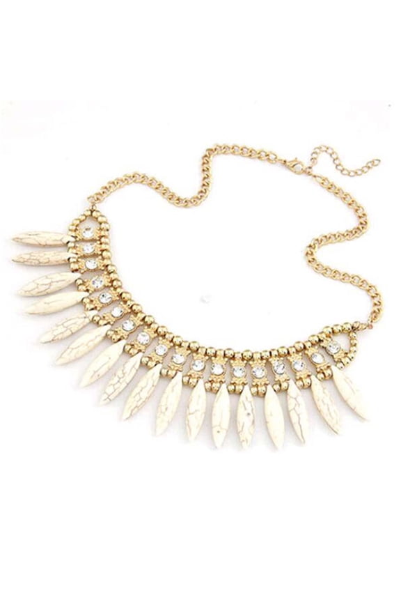 Bohemian Colorful Stone Crystal Inlaid Alloy Pendant Necklace Fashion Women Statement Party Gift