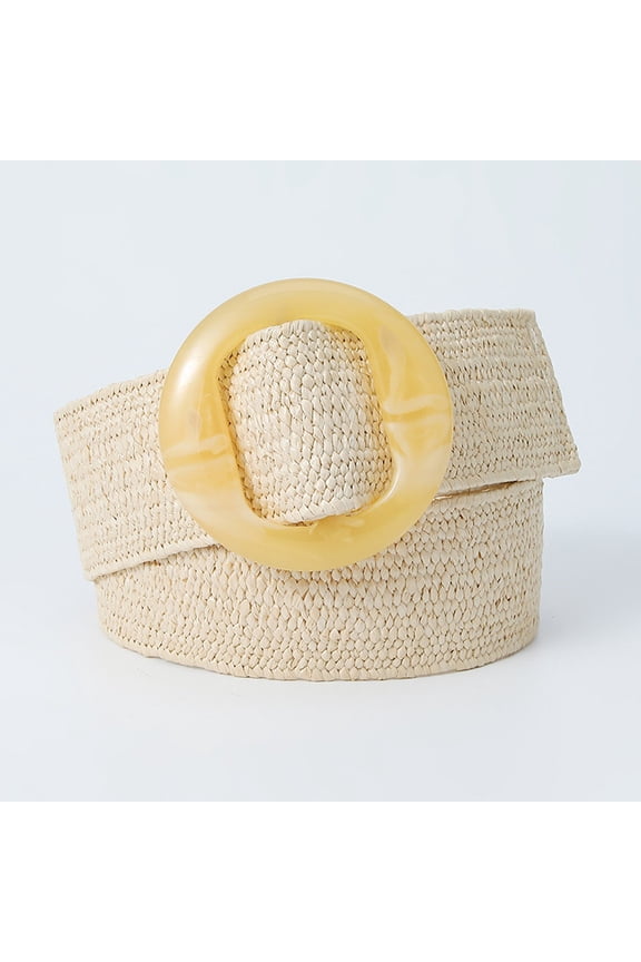 Bohemian Colorful Woven Elastic Belt with Resin Round Buckle for Women Decorative Wide Waist Cincher Ringlet Belt Travel Belt Men Click Belts Men Leather Leather Mens Dress Belt Belts H Mens
