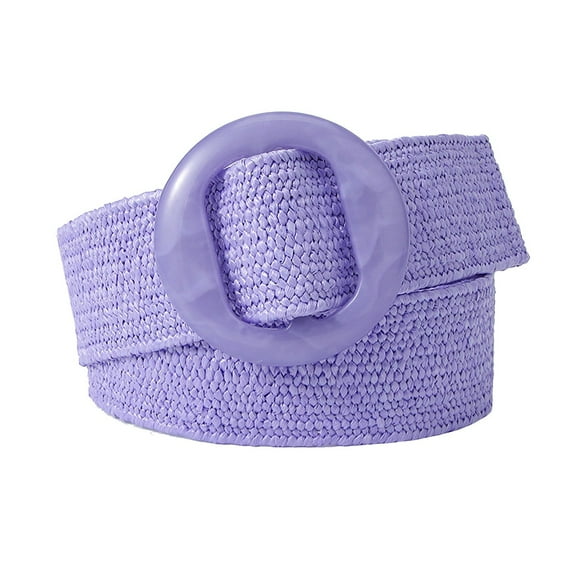 Bohemian Colorful Woven Elastic Belt With Resin Round Buckle For Women Decorative Wide Waist Cincher