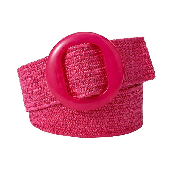 Bohemian Colorful Woven Elastic Belt With Resin Round Buckle For Women Decorative Wide Waist Cincher
