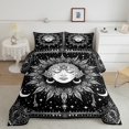 thumbnail image 1 of Bohemian Comforter Set Sun and Moon Quilt,Black and White King Bedding Set,Exotic Mandala Floral Duvet Insert,Boho Bedroom Decor, 1 of 5