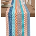 thumbnail image 1 of Bohemian Cotton and Linen Table Runner, Kitchen Table Runners for Family Dinner, Banquet, Parties and Celebrations, Geometric Stripe Orange Blue Turquoise Table Decor, 13.8 x 71 inch, 1 of 6