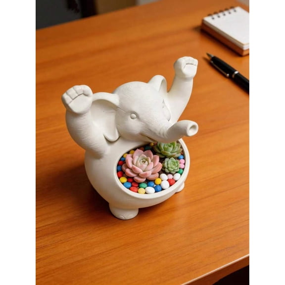 Bohemian Creative Cute Elephant Planter, Lightweight Multipurpose Succulent/Small Flower Pot, Indoor/Outdoor Use