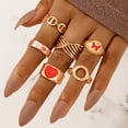 thumbnail image 1 of Unisex Geometric Rings Set for Women and Men Trendy Alloy Knuckle Rings with Retro Ethnic Metal Elements Fashion Jewelry Ring Set, 1 of 2