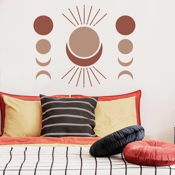 Bohemian Crescent  Moon Phases - Elegant Vinyl Wall Art Sticker Decal