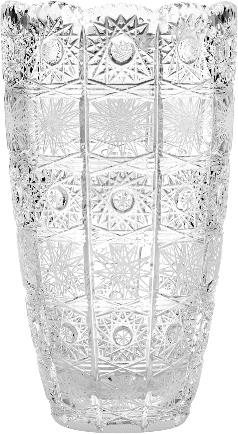 Bohemian Crystal AU51889 9¼" Vase 23 cm, Decorative Centerpiece, Czech Crystal, Flower Vase