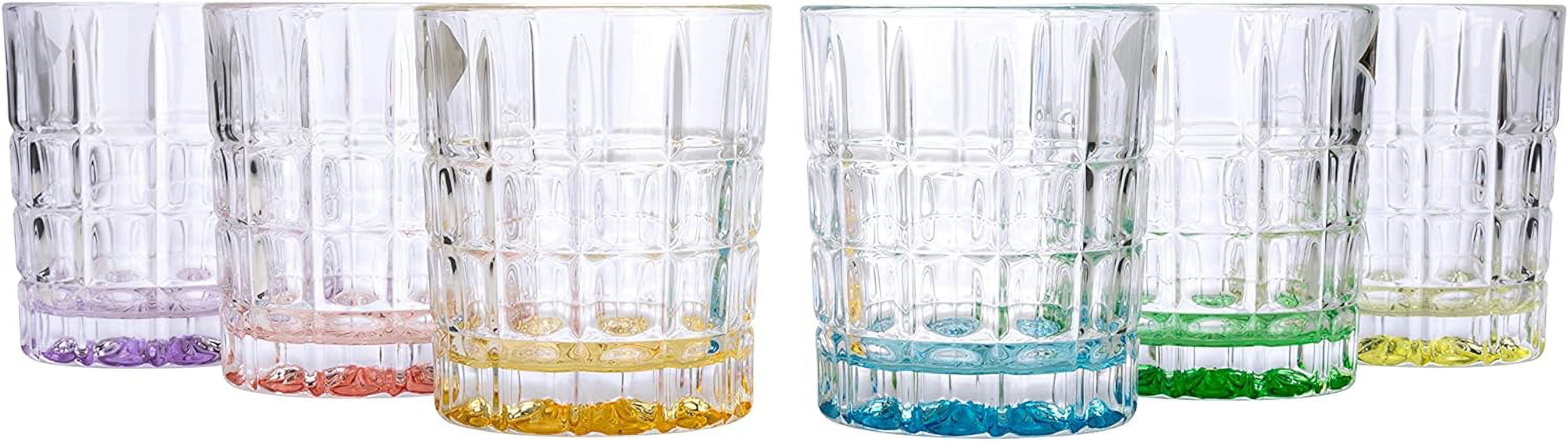 11oz Multicolor Bottom Crystal Whiskey Glass Set of 6