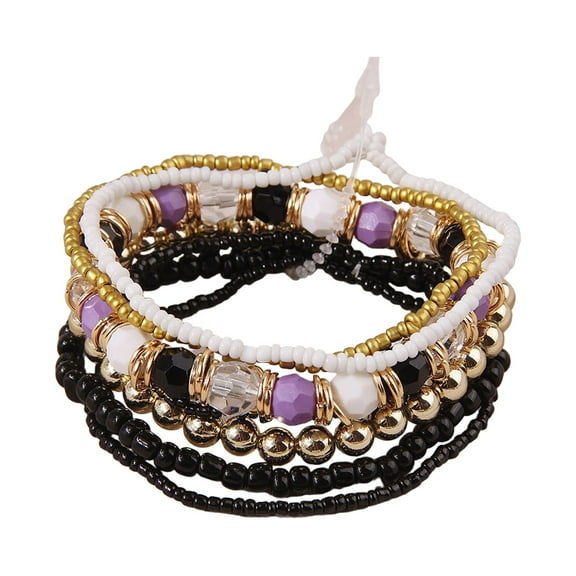 Bohemian Beaded Stackable Bracelets for Women Handmade Stretch Bracelet Set Colorful Pearl Beads Boho Jewelry Elastic Beach Summer Fashion Bracelets Gift