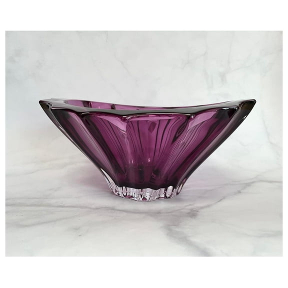 Bohemian Crystal Glass Bowl 8''-Dia Vintage European Design Centerpiece Dish Fruits Desserts Home Decor Wedding Birthday Housewarming Anniversaries