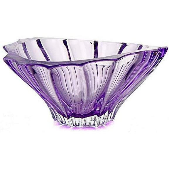 Bohemian Crystal Glass Bowl-Vase 8''-Dia Amethyst-Purple Vintage European Design ''Plantica'' Elegant Centerpiece Fruit Desserts Home Decor Birthday Wedding Housewarming Anniversary