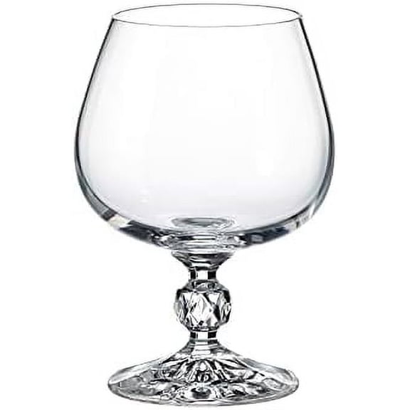 Bohemian Crystal Glass Set of 6 Snifter Glasses 8oz250ml.Vintage Design Sterna Elegant Stem Goblets Cognac Brandy Calvados Whiskey Gift Birthday Wedding Housewarming Anniversaries, Clear