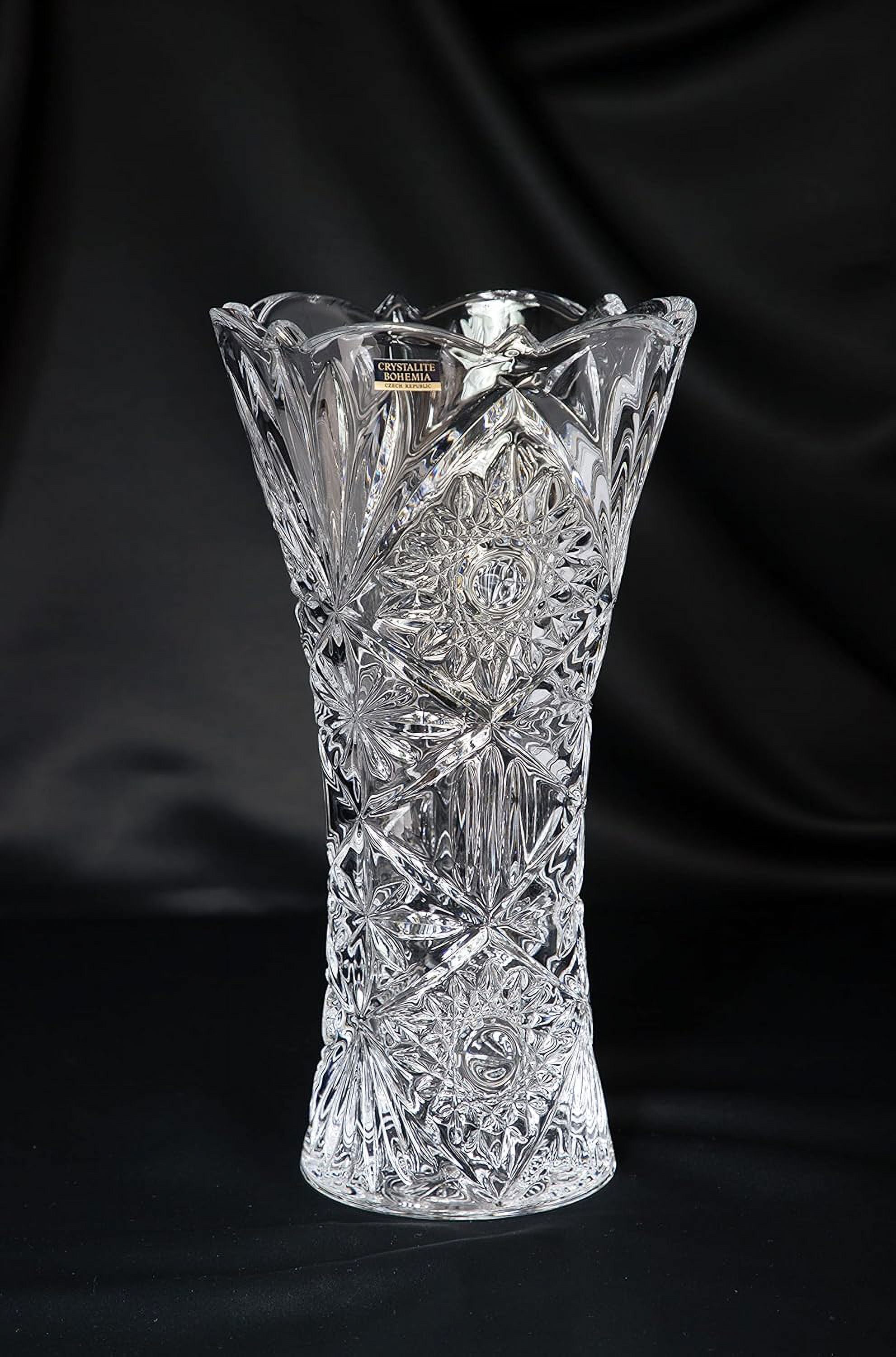 Bohemian Crystal Glass Vase 12"Height ''Miranda'' Vintage Design