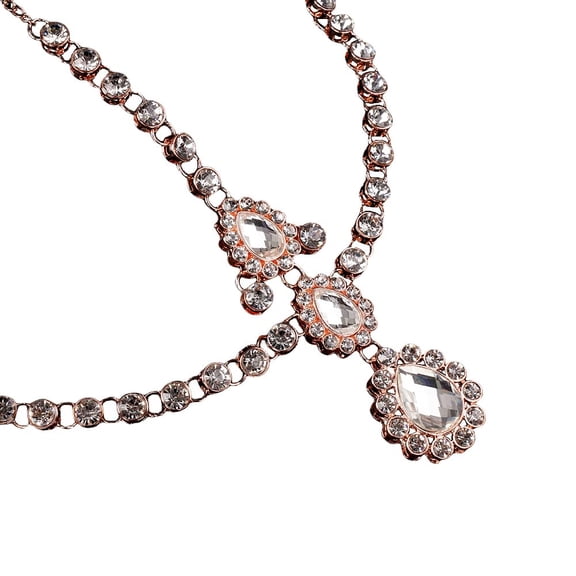 Bohemian Crystal Head Chain Rhinestone Teardrop Forehead Chain Belly Dancer Jewelry Wedding Headpiece Prom Party Festival Hair Accessories for Women (Rose gold)