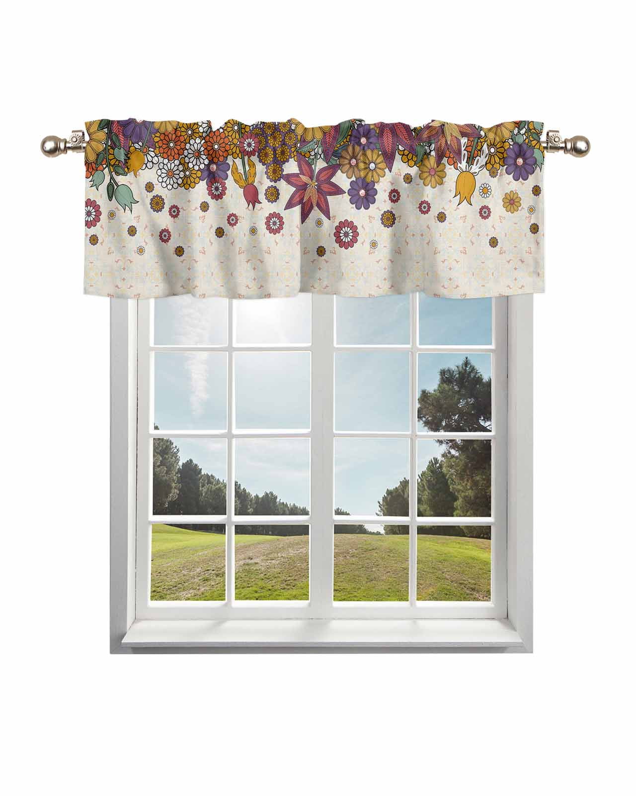 Bohemian Curtain Valances for Window, Farmhouse Window Valance Curtains