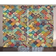 thumbnail image 1 of Ambesonne Bohemian Curtains 2 Panel Set, Checkered Folk, 108" x 108", Multicolor, 1 of 3