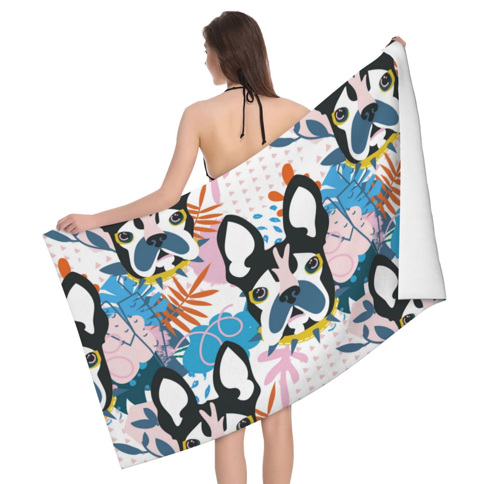 Bohemian Cute French Bulldog Bath Towel, Highly Absorbent towels for ...