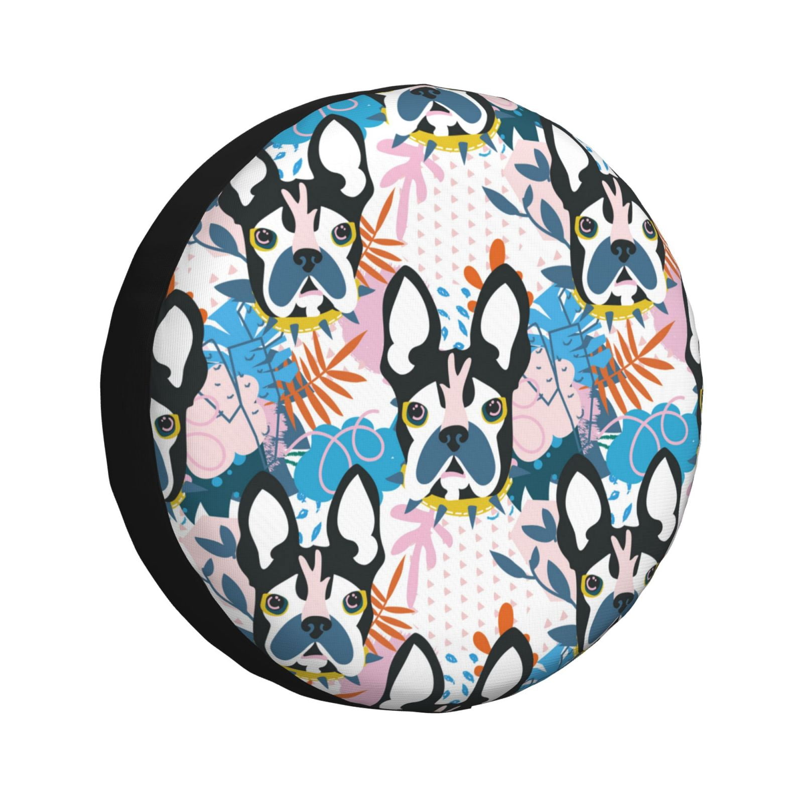 Bohemian Cute French Bulldog Spare Tire Cover for Trailer Camper RV Truck SUV 14 inch, Waterproof Spare Tire Cover Car Wheel Cover for Diameter 27.56 - 29.53