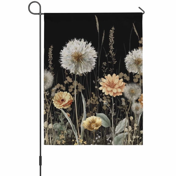Bohemian Dandelion Daisy Garden Flag 12 x 18 Inches, Boho Country Vintage Flower Leaf Weather Proof Outdoor Patio Flags Double Sided Small Garden Decoration for Yard Outside Home