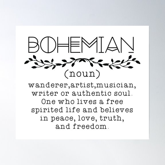 Bohemian Definition Poster Wall Art, Modern Wall Decor, 12x18 UNFRAMED