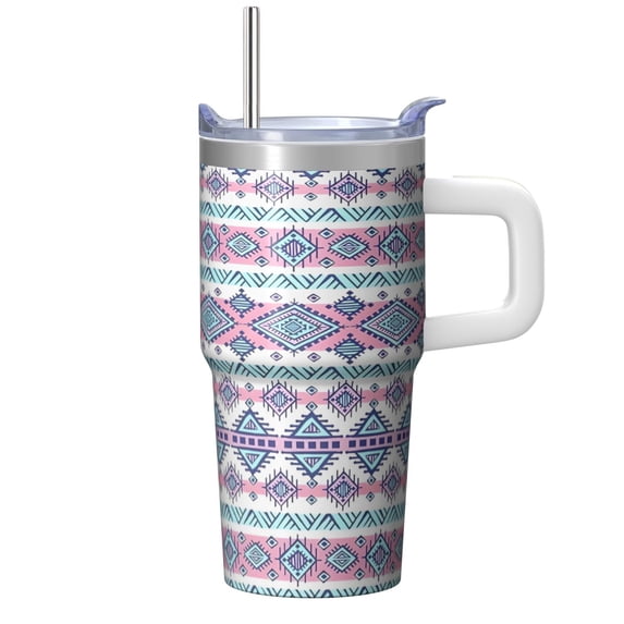 Bohemian Design 20oz Tumbler Gift, Insulated Stainless Steel Travel Coffee Mug with Handle, Leak-Proof, Straw Included, For Her