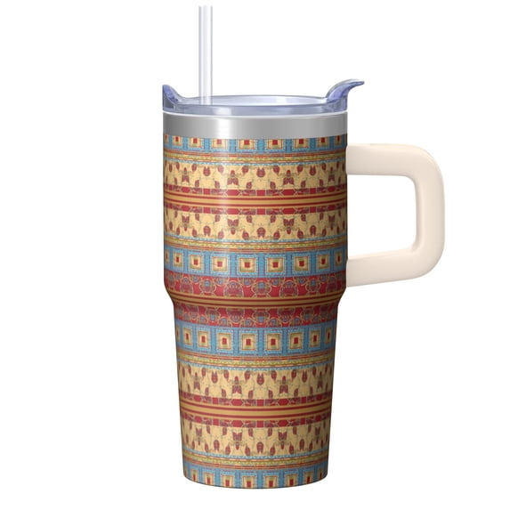 Bohemian Design 20oz Tumbler with Lids & Straws, Double Wall Vacuum Insulated Stainless Steel Travel Mug, Leakproof Thermal Cup