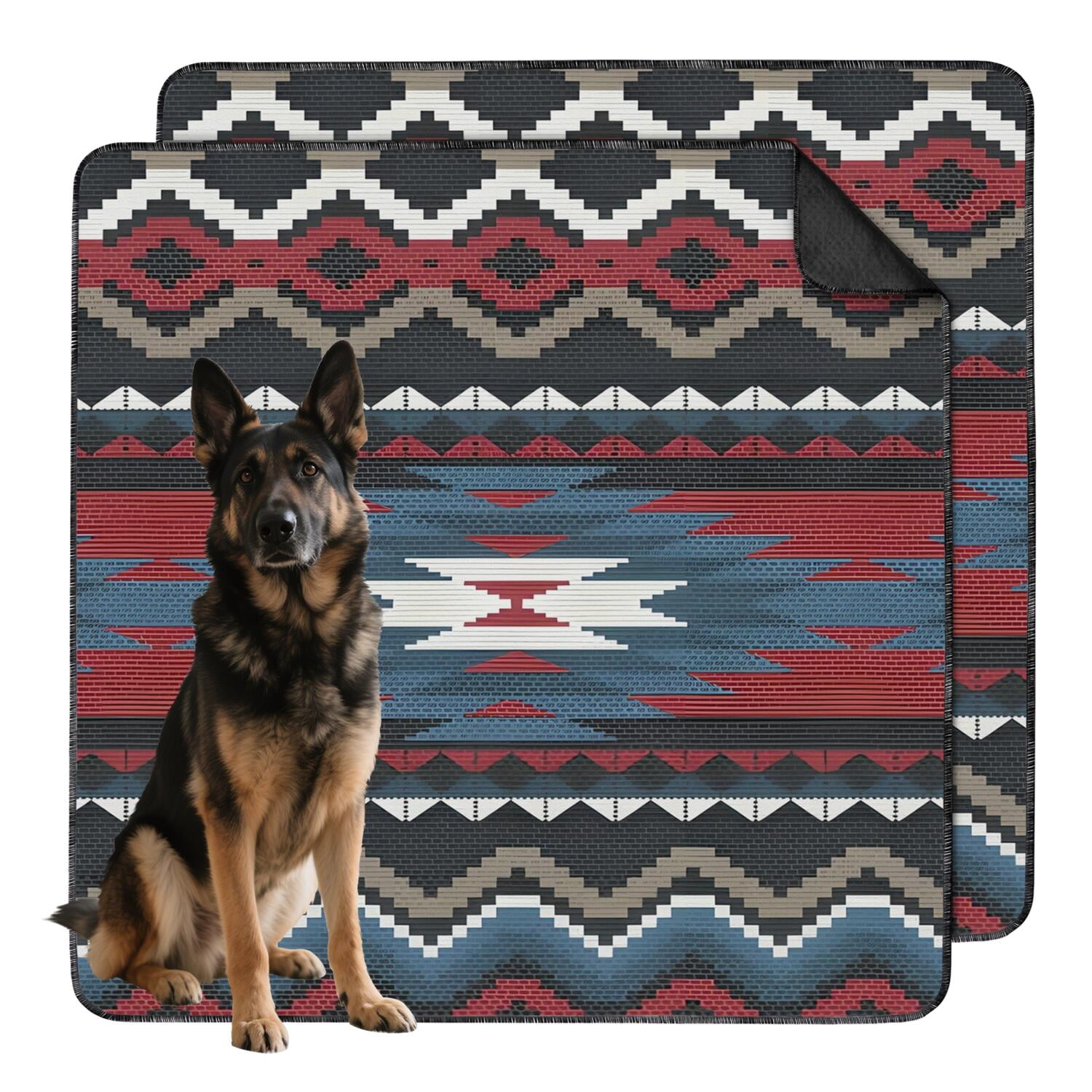 View of Bohemian Design Dog Crate Liner Washable, 48x48 Inch Reusable ...