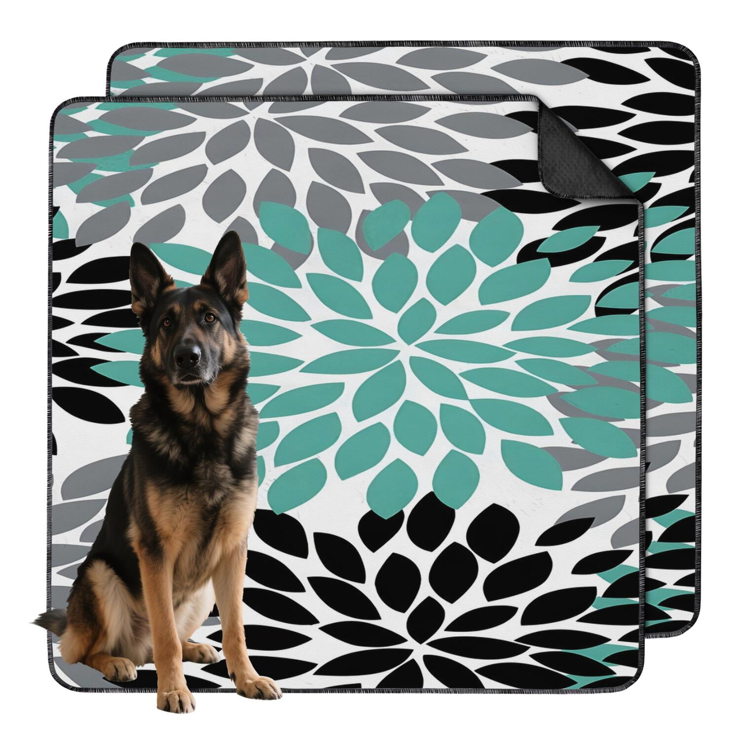 Bohemian Design Dog Crate Pad Washable, 48x48 Inch Reusable House Training Mat with Grip-Tight Bottom, Absorbent Potty Pad for Kennel Use and Wood Floor Protection